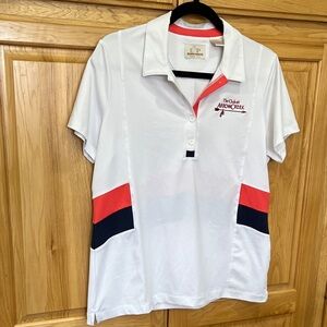 EP Pro White Polo with Salmon and Navy Trim - Tour Tech